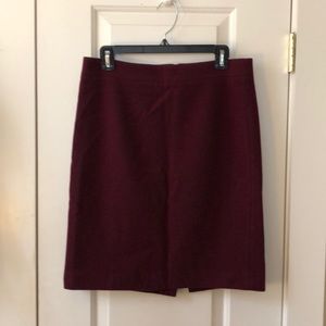 Maroon Jcrew Wool Pencil Skirt